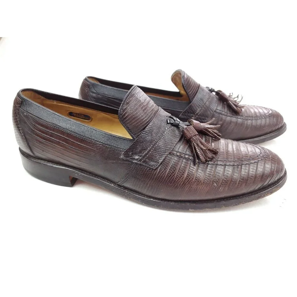 ALLEN EDMONDS Lizard Leather Clayton Tassel Loafer Brown Size 9.5 A $700